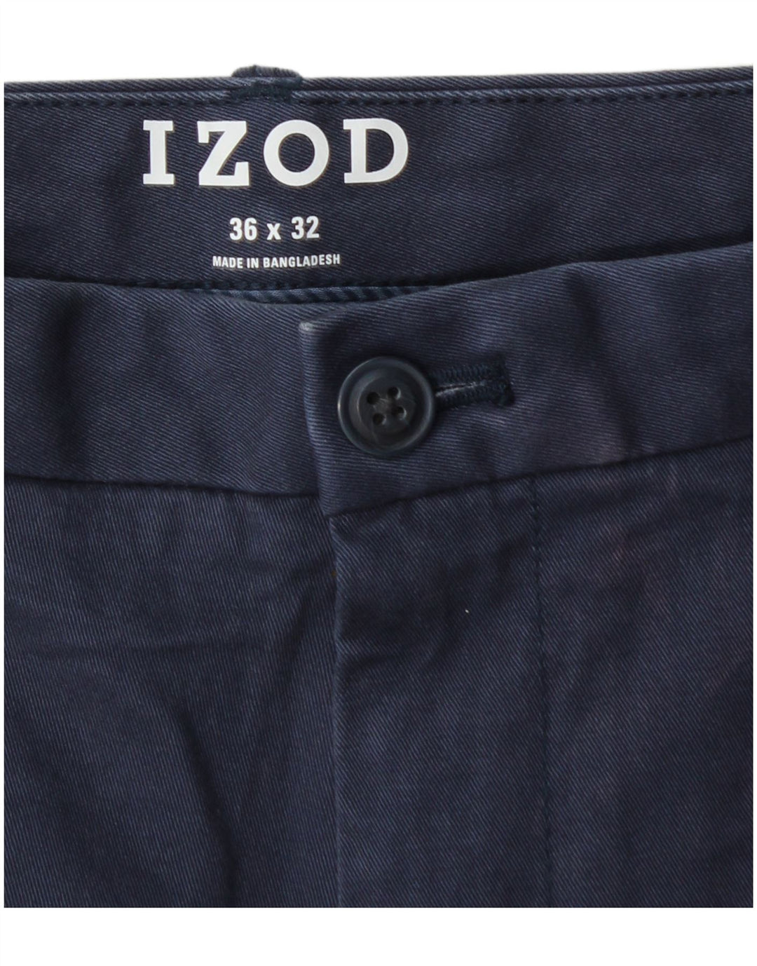 IZOD Mens Straight Chino Trousers W36 L32 Navy Blue Cotton