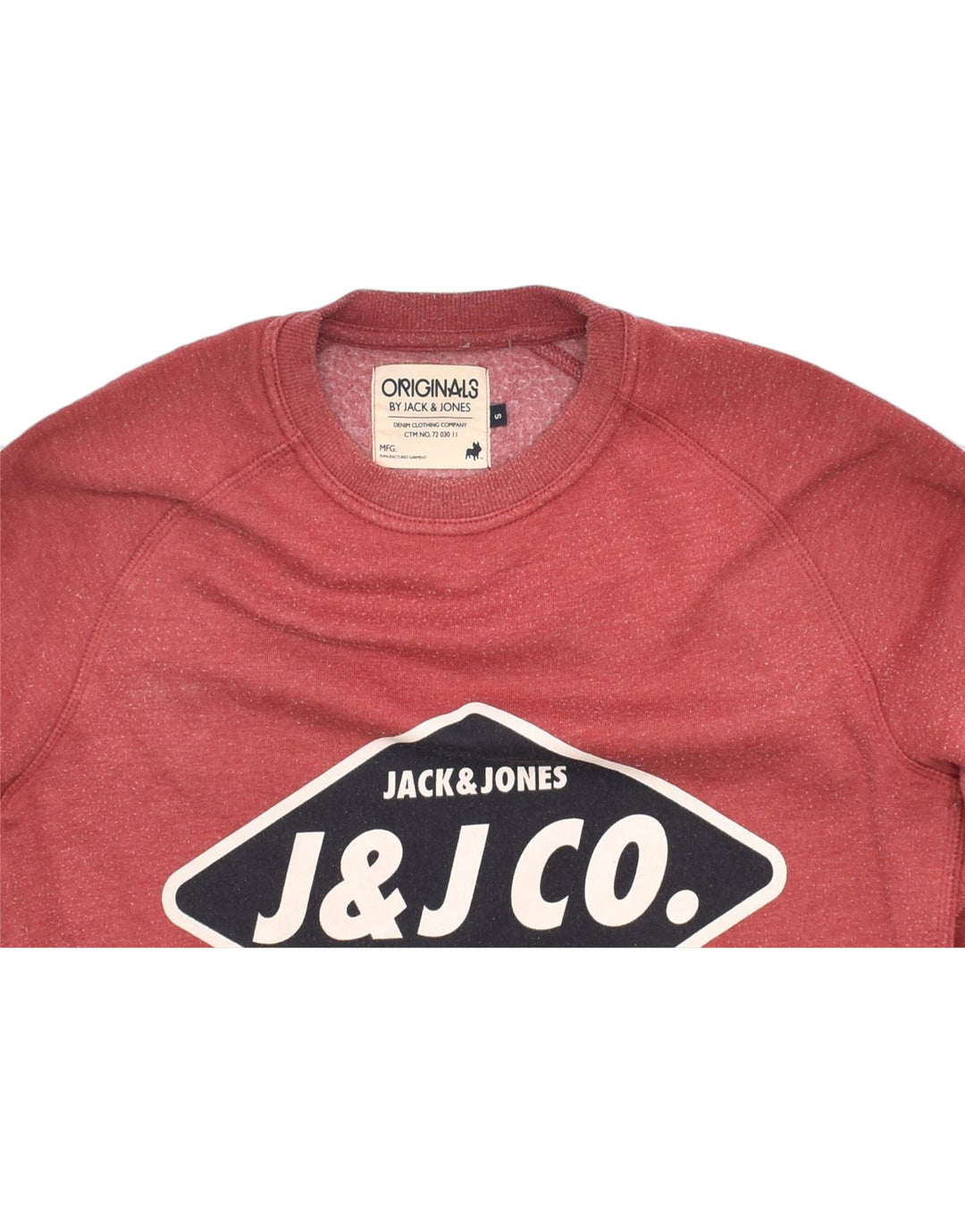 JACK & JONES Mens Graphic Sweatshirt Jumper Small Red Cotton | Vintage | Thrift | Second-Hand | Used Clothing | Messina Hembry 