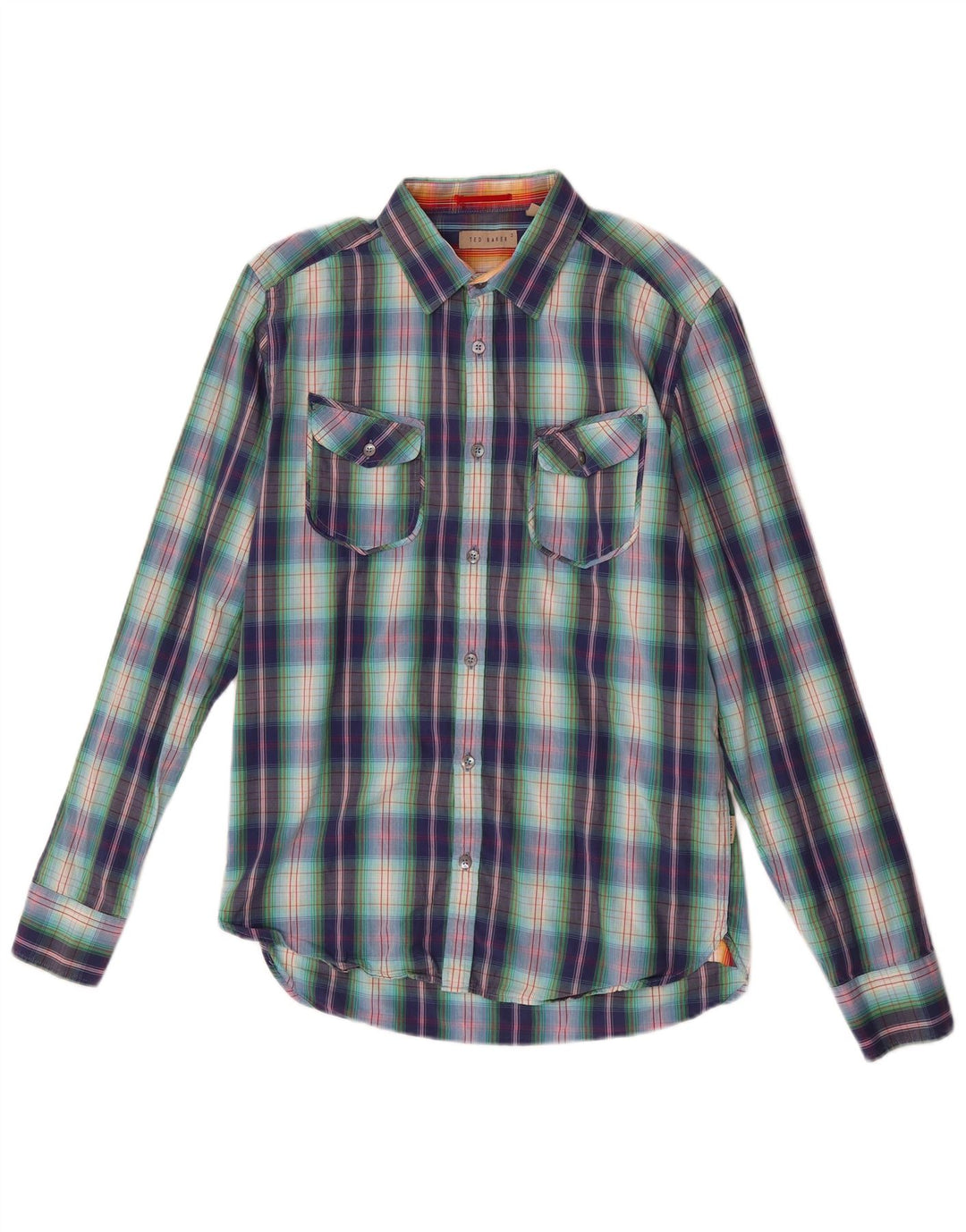 Ted Baker Mens Shirt Size 3 Medium Multicoloured Check Cotton