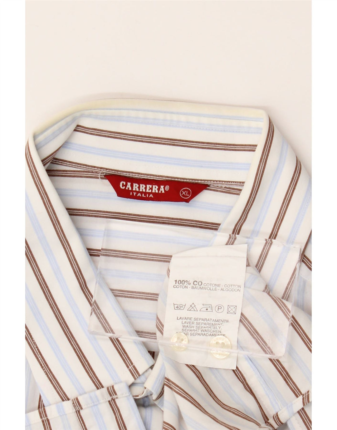 CARRERA Mens Shirt XL Blue Pinstripe Cotton
