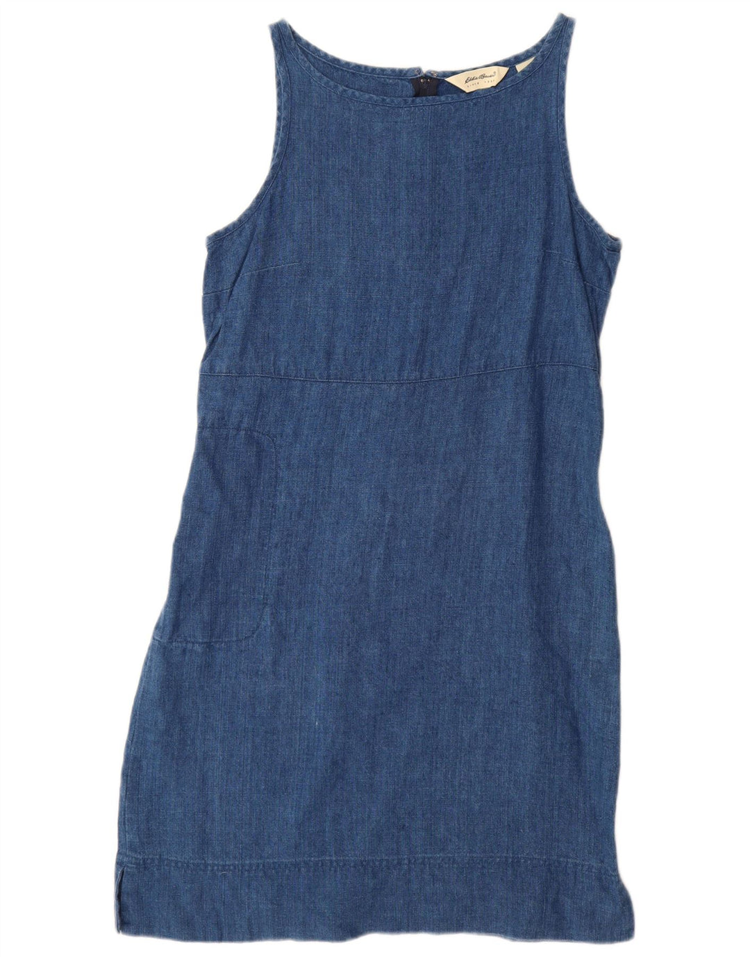 EDDIE BAUER Womens Sleeveless Sheath Dress US 10 Large Blue Linen