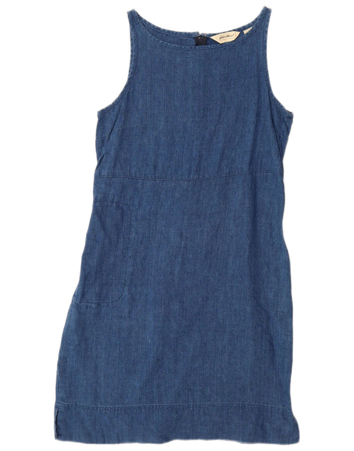 EDDIE BAUER Womens Sleeveless Sheath Dress US 10 Large Blue Linen
