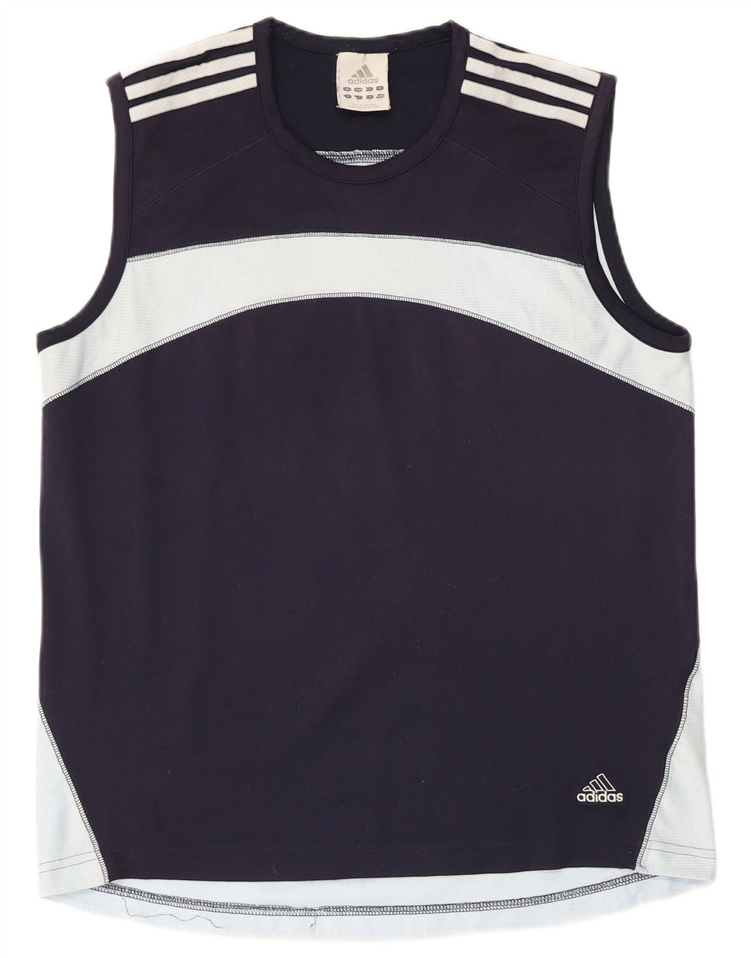 Adidas Mens Vest Top Medium Navy Blue Colourblock Polyester