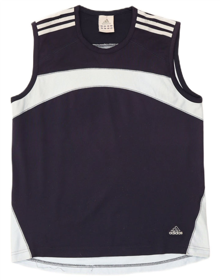Adidas Mens Vest Top Medium Navy Blue Colourblock Polyester