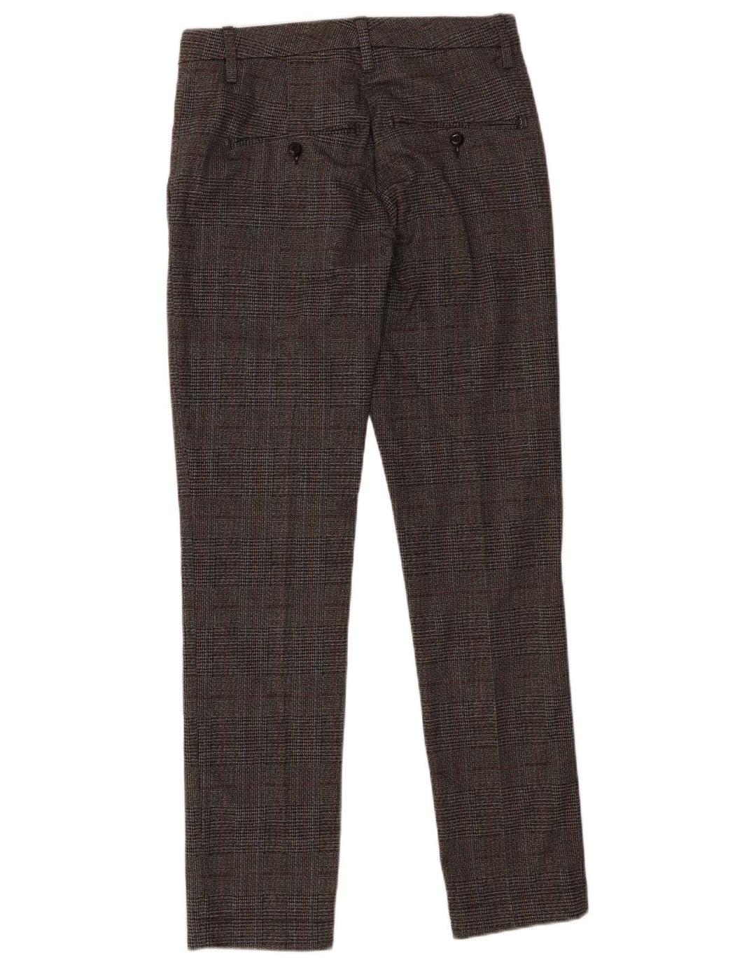 Dondup Mens Slim Chino Trousers W30 L30 Grey Check Cotton