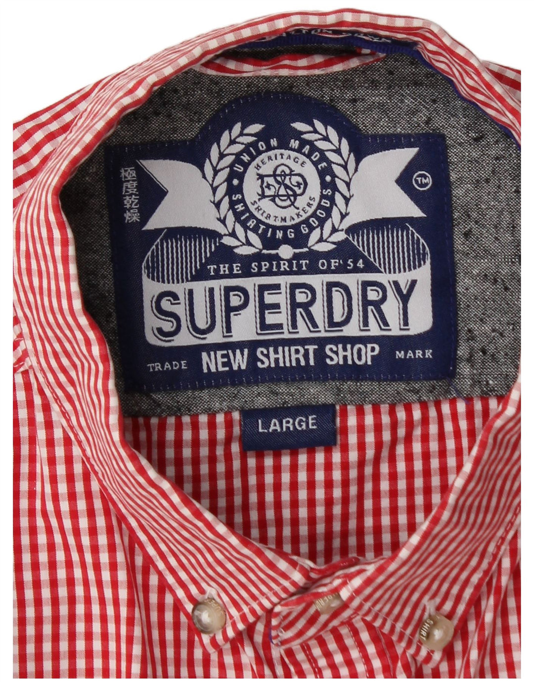 SUPERDRY Mens Short Sleeve Shirt Large Red Gingham Cotton