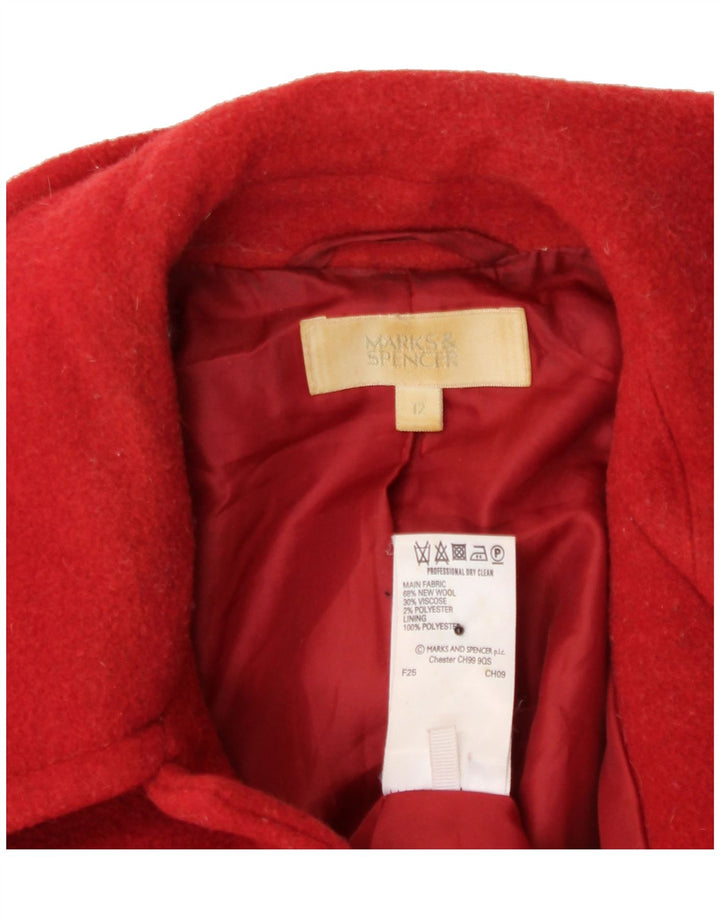 MARKS & SPENCER Womens 2 Button Blazer Jacket UK 12 Medium Red New Wool Vintage Marks & Spencer and Second-Hand Marks & Spencer from Messina Hembry 