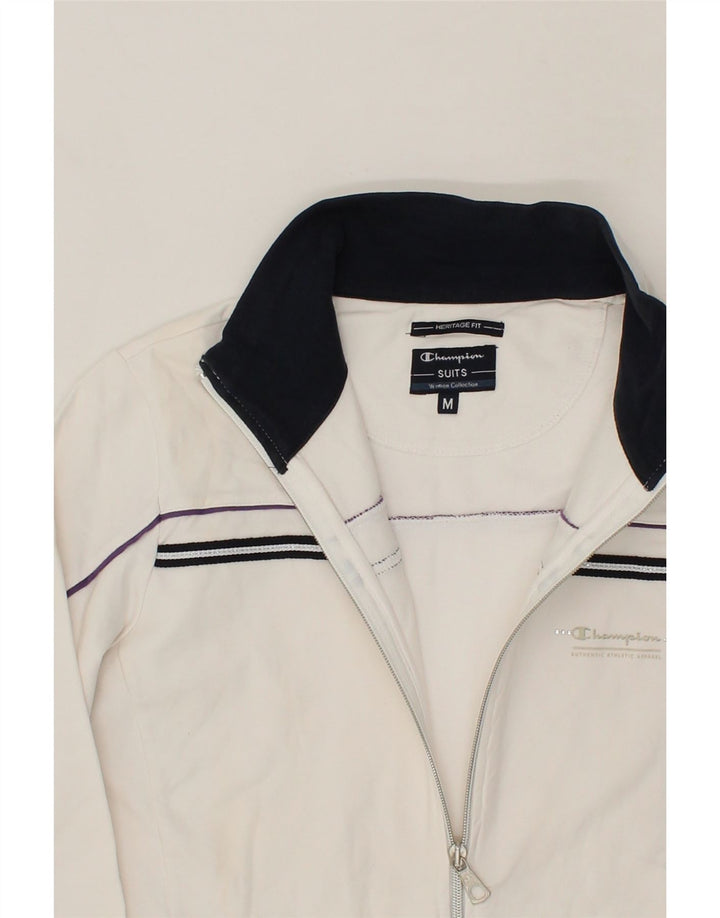 CHAMPION Womens Heritage Fit Tracksuit Top Jacket UK 14 Medium White Vintage Champion and Second-Hand Champion from Messina Hembry 