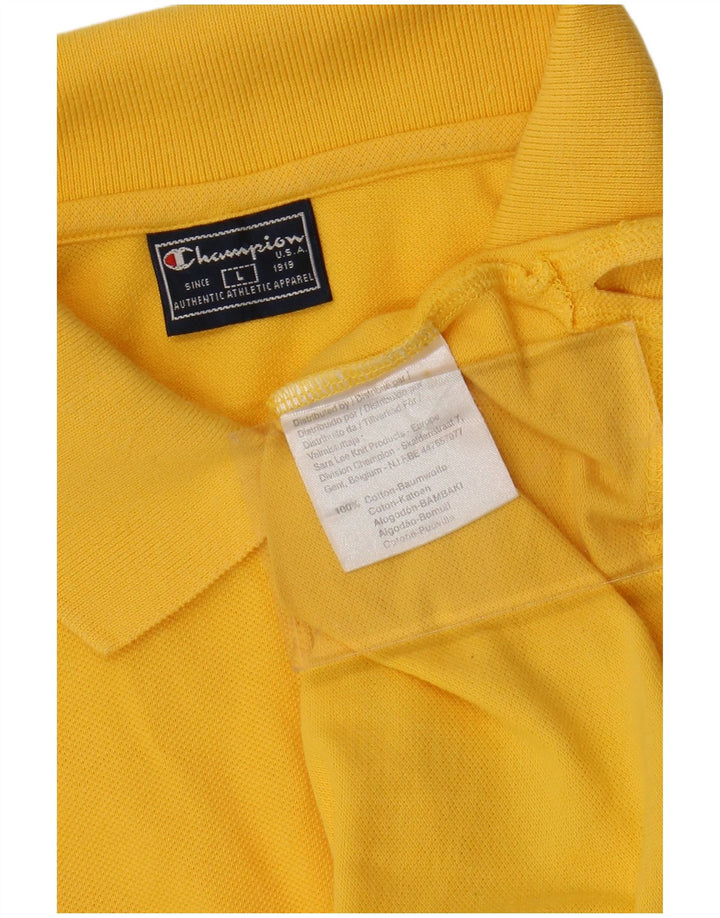 CHAMPION Mens Polo Shirt Large Yellow Cotton