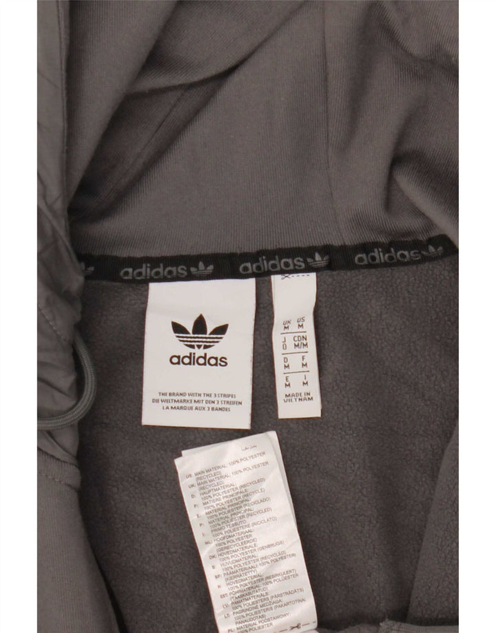 Adidas Mens Zip Hoodie Sweater Medium Grey Colourblock Polyester
