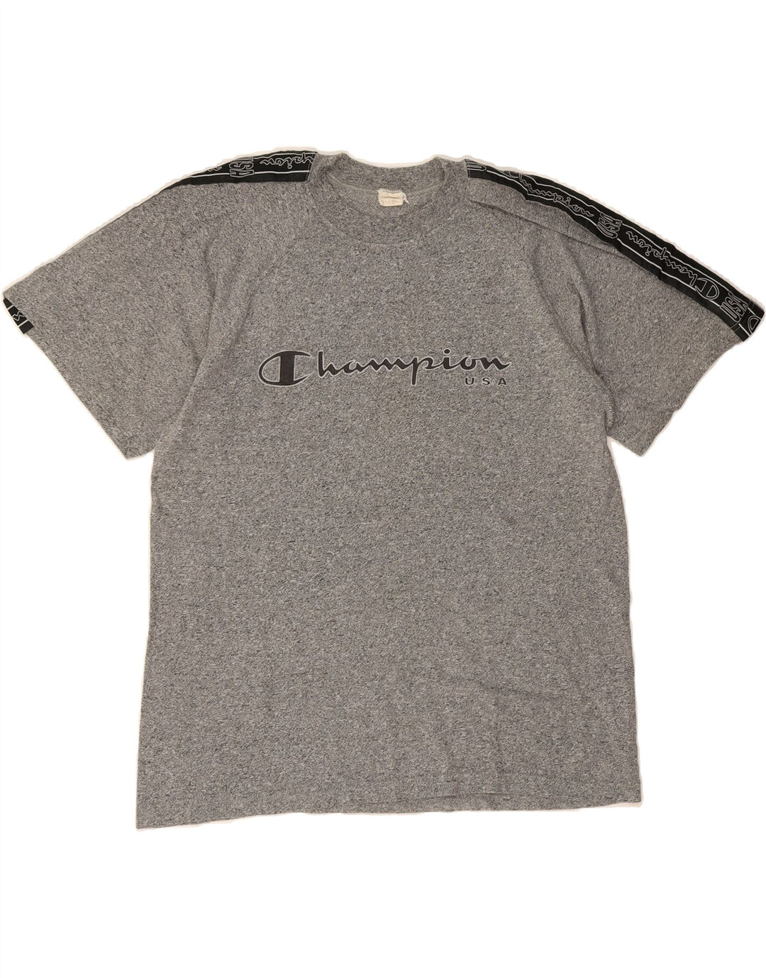 CHAMPION Mens Graphic T-Shirt Top Large Grey Colourblock Vintage Champion and Second-Hand Champion from Messina Hembry 