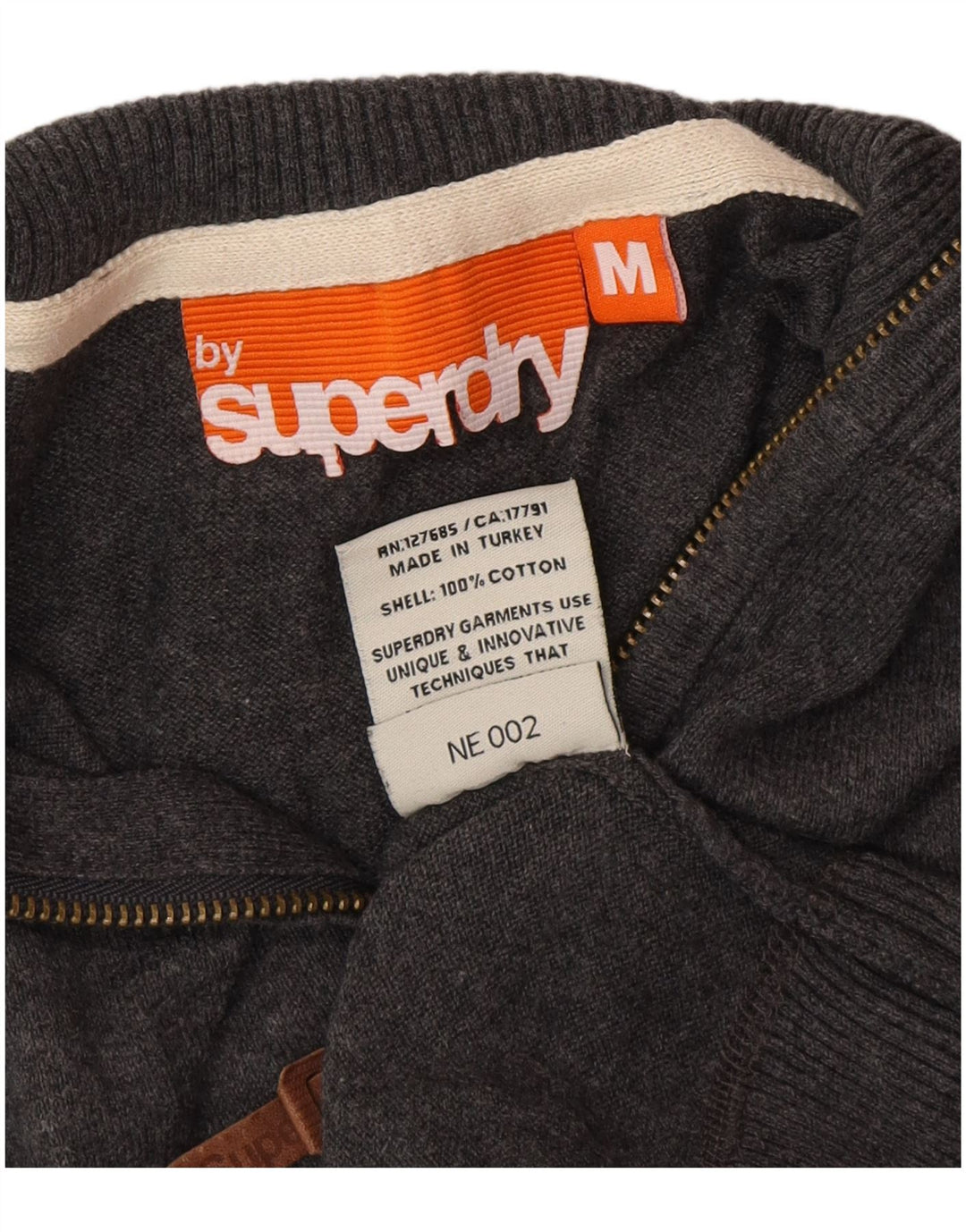Superdry Mens Zip Neck Jumper Sweater Medium Grey Cotton