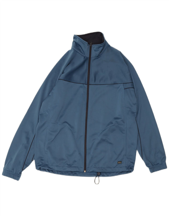 Asics Mens Tracksuit Top Jacket Large Blue Polyester