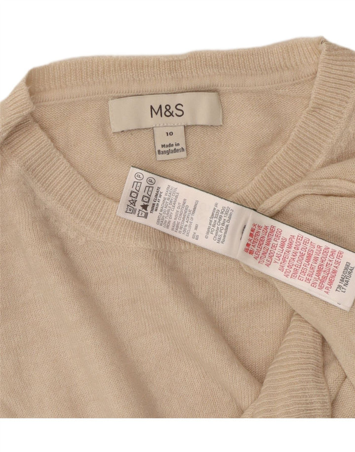 MARKS & SPENCER Womens Crew Neck Jumper Sweater UK 10 Small Beige