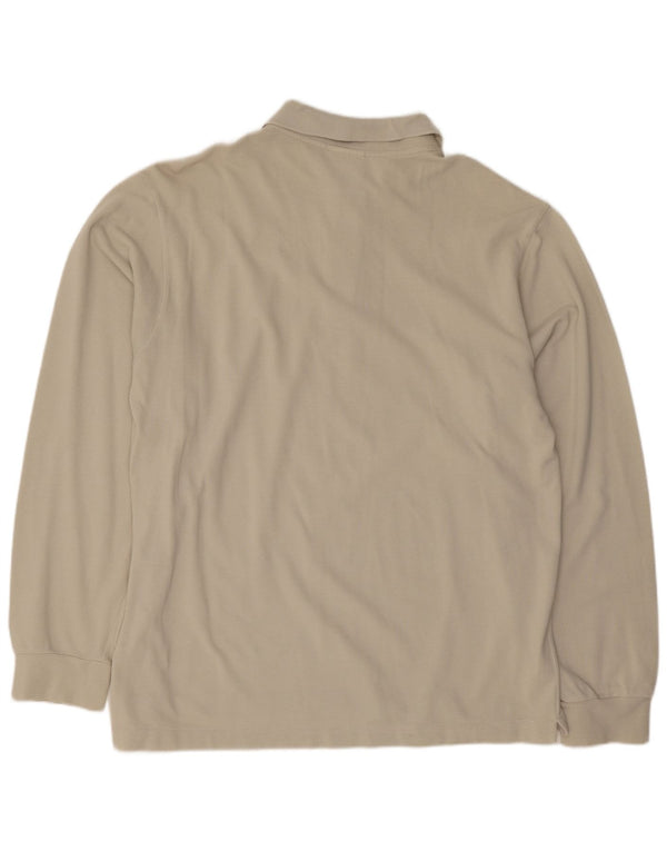 Lacoste Mens Long Sleeve Polo Shirt Size 5 Large Beige Cotton