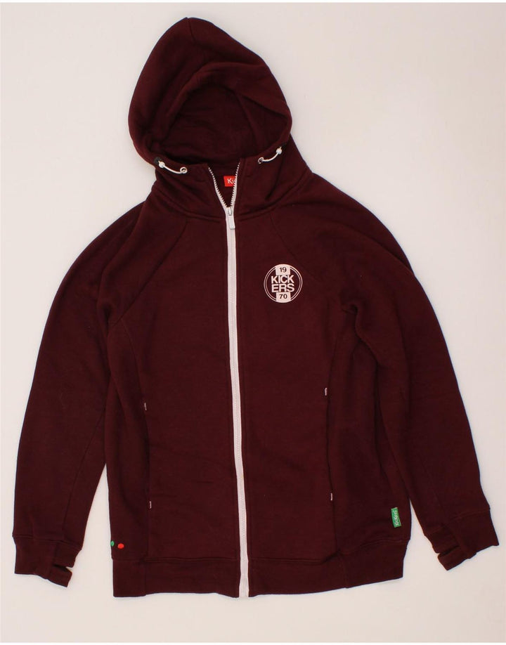 KICKERS Womens Zip Hoodie Sweater UK 10 Small Maroon Vintage Kickers and Second-Hand Kickers from Messina Hembry 