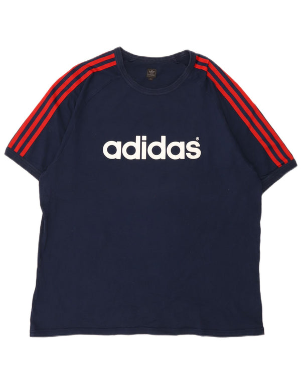 Adidas Mens Graphic T-Shirt Top XL Navy Blue Cotton