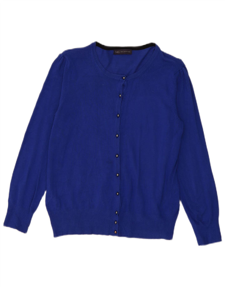 Marks & Spencer Womens Cardigan Sweater UK 12 Medium Blue Viscose