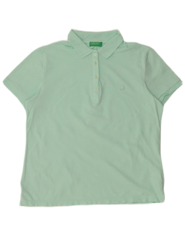 Benetton Womens Polo Shirt UK 18 XL Green Cotton
