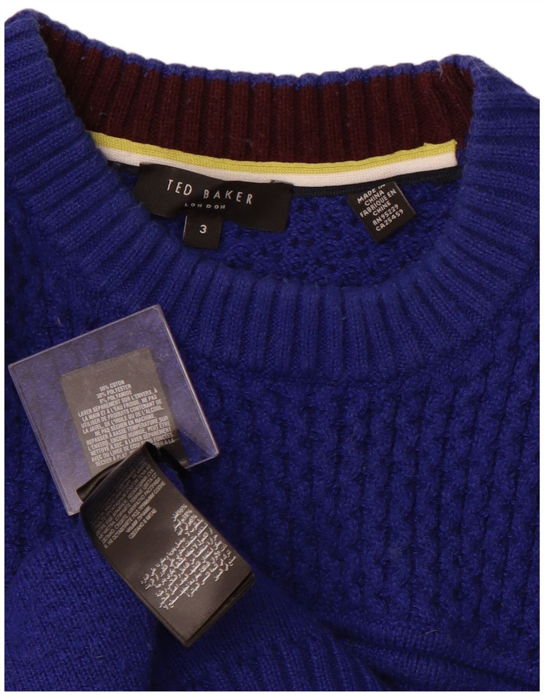TED BAKER Mens Crew Neck Jumper Sweater Size 3 Medium Blue Cotton