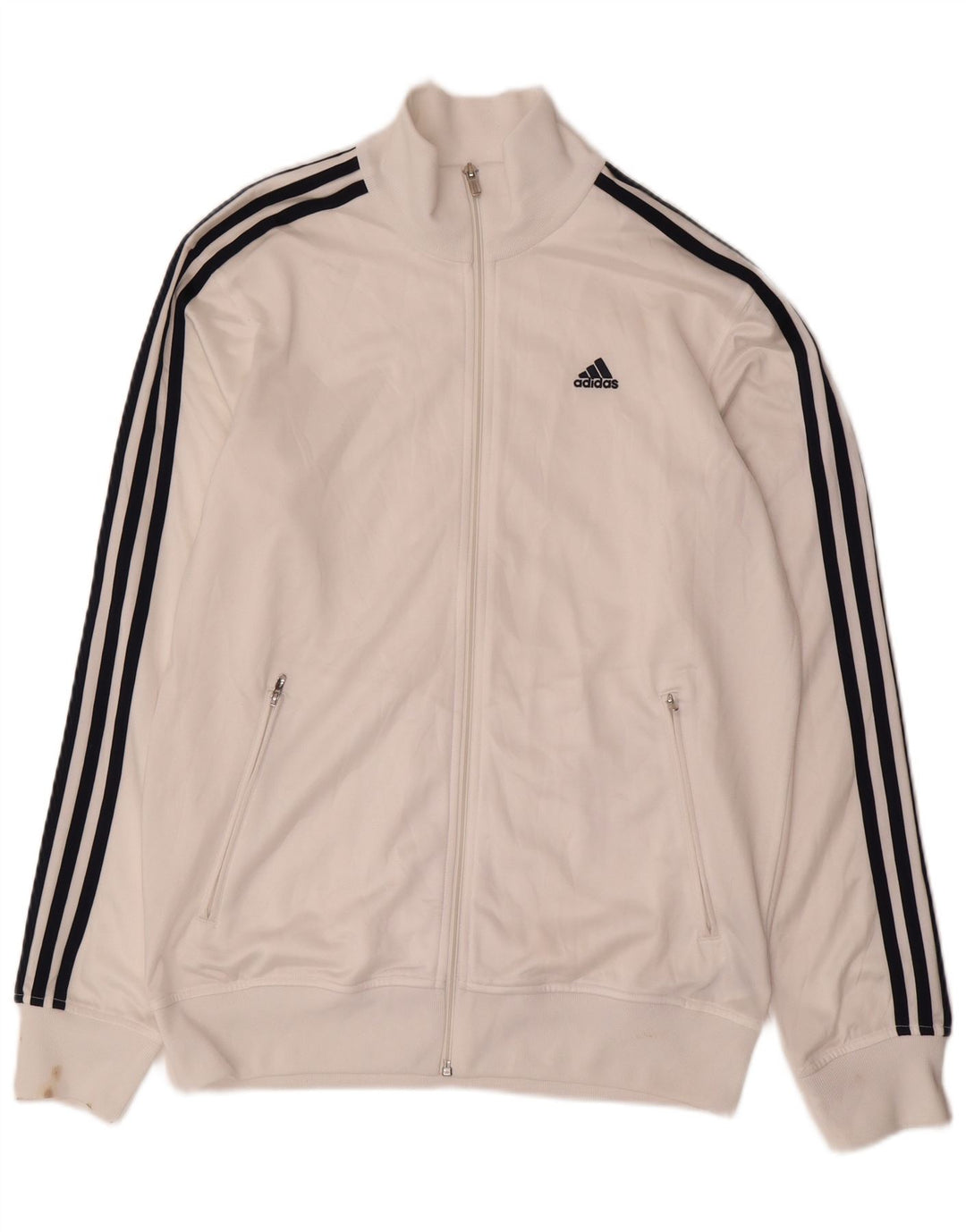 Adidas Mens Tracksuit Top Jacket UK 38/40 Medium White Polyester Sports