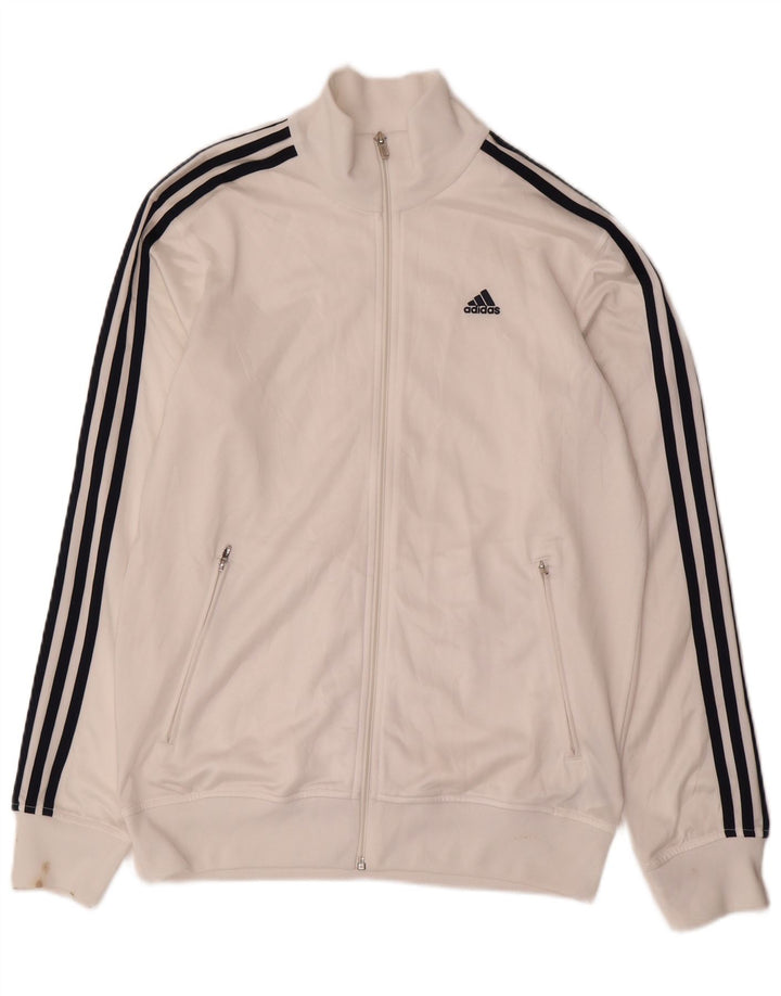 Adidas Mens Tracksuit Top Jacket UK 38/40 Medium White Polyester Sports