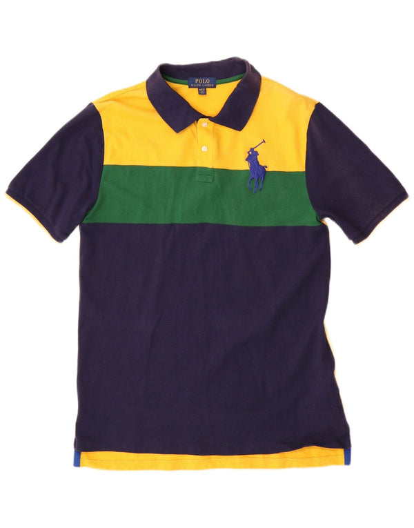 Polo Ralph Lauren Boys Polo Shirt 15-16 Years XL Navy Blue Colourblock