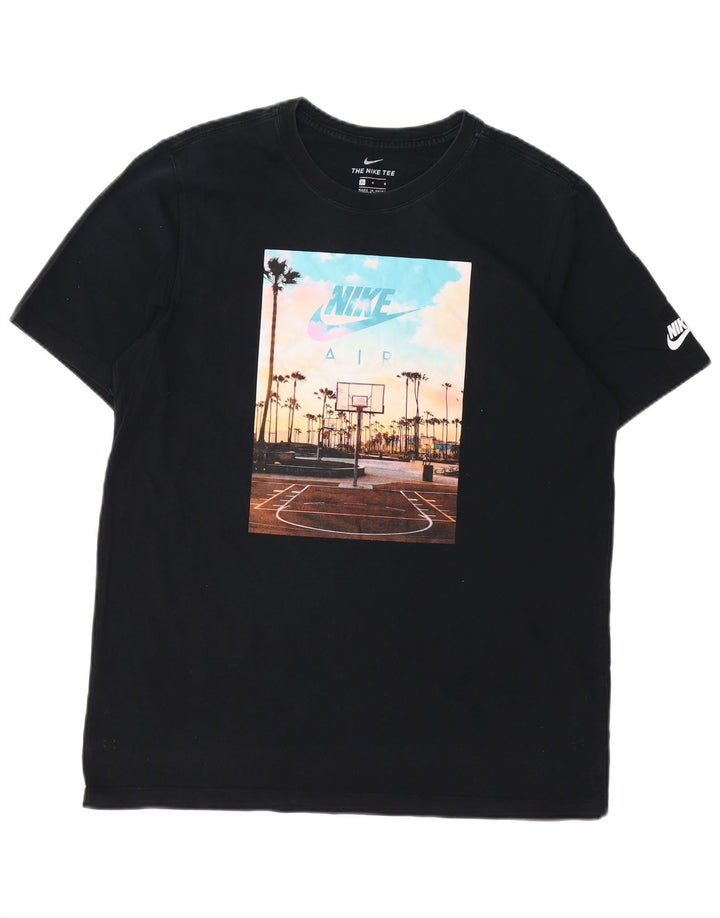 NIKE Mens Graphic T-Shirt Top Large Black Cotton