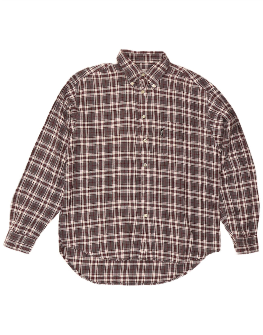 Fila Mens Flannel Shirt  Medium Grey Check Cotton