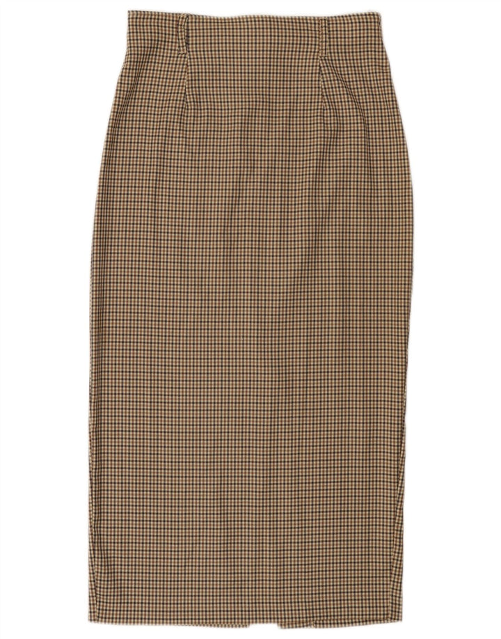 BENETTON Womens Midi Skirt IT 44 Medium W28 Beige Check Wool
