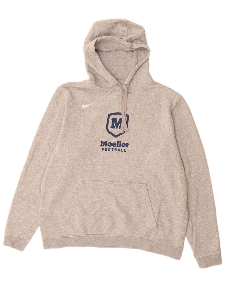 NIKE Mens Moeller Graphic Hoodie Jumper Large Grey Cotton