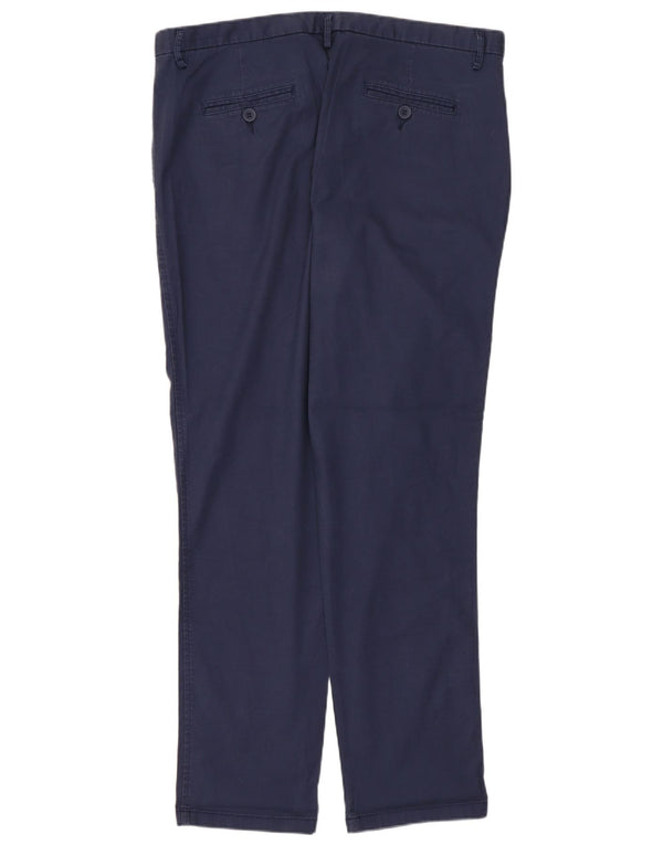 Benetton Womens Straight Chino Trousers W32 L28 Navy Blue Cotton