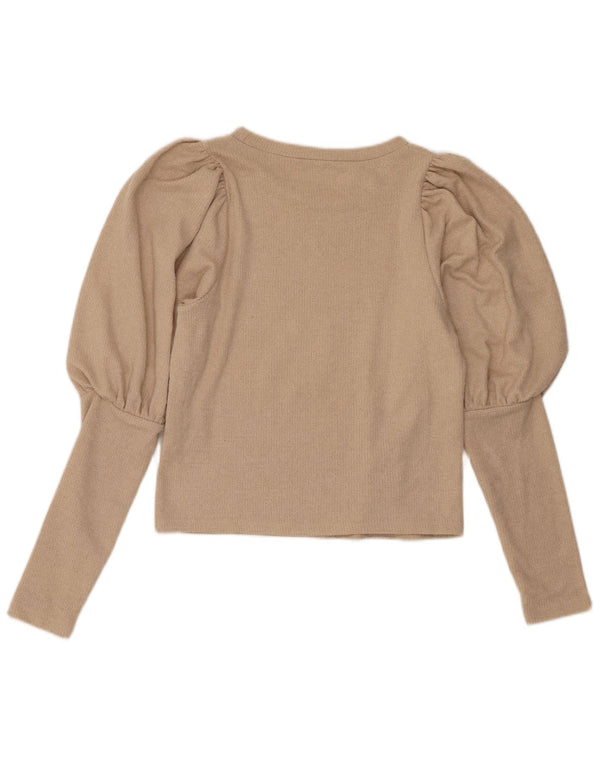 Zara Womens Crop Boat Neck Jumper Sweater UK 10 Small Beige Polyester
