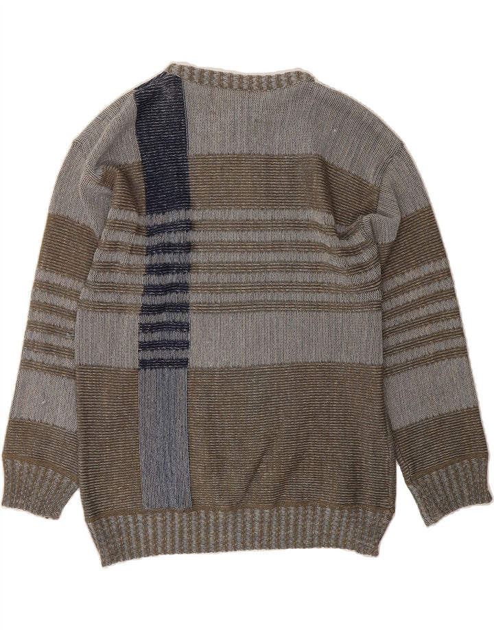 TOM HANBURY Mens Boat Neck Jumper Sweater Medium Brown Striped Vintage Tom Hanbury and Second-Hand Tom Hanbury from Messina Hembry 