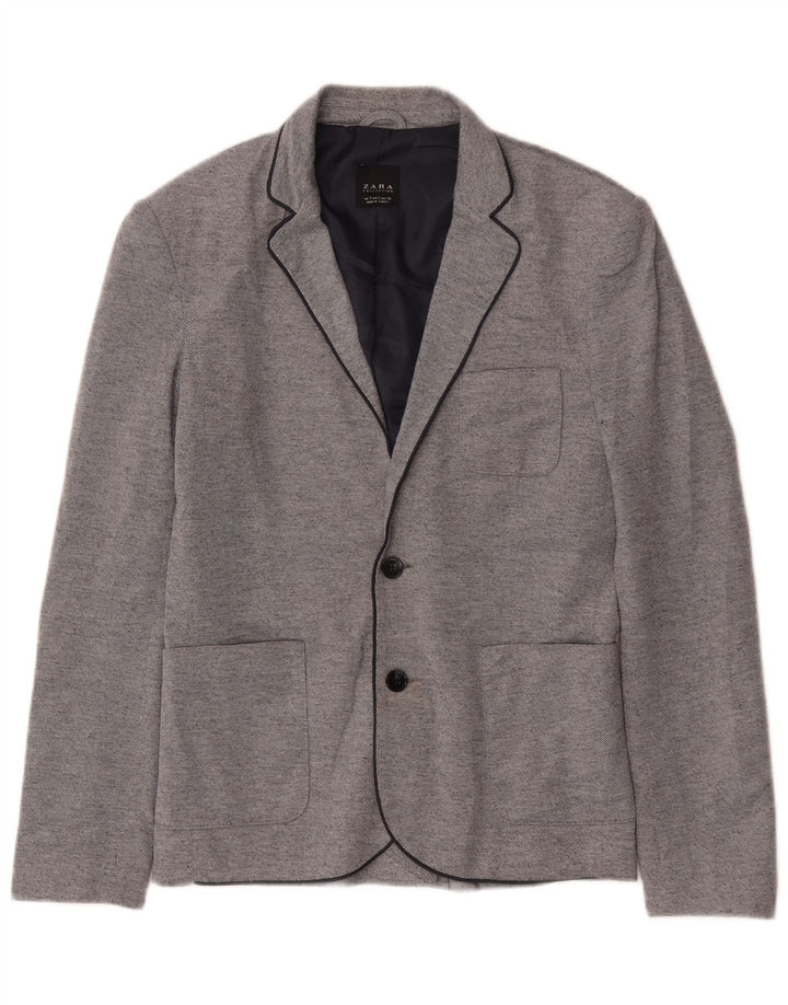 Zara Mens 2 Button Blazer Jacket UK 36 Small Grey Polyester
