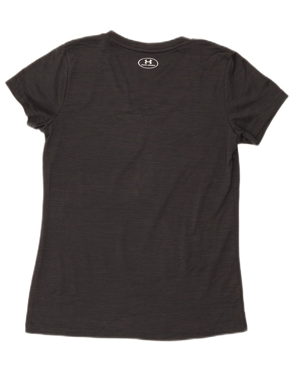 UNDER ARMOUR Womens Heat Gear T-Shirt Top UK 10 Small Grey Pinstripe