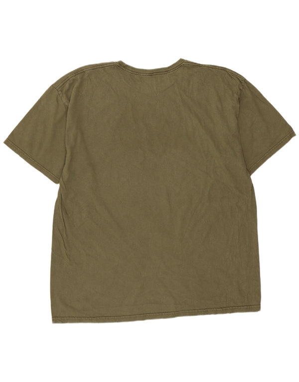 Izod Mens Graphic T-Shirt Top Large Khaki Cotton