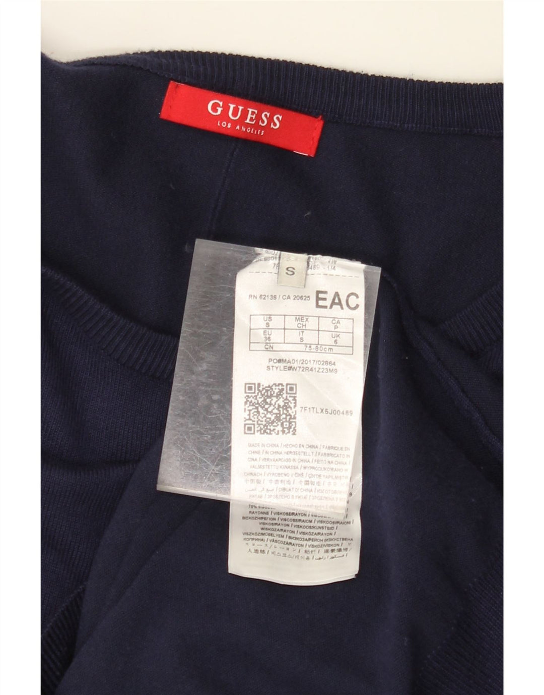 GUESS Womens Oversized Boat Neck Jumper Sweater UK 6 Small Navy Blue