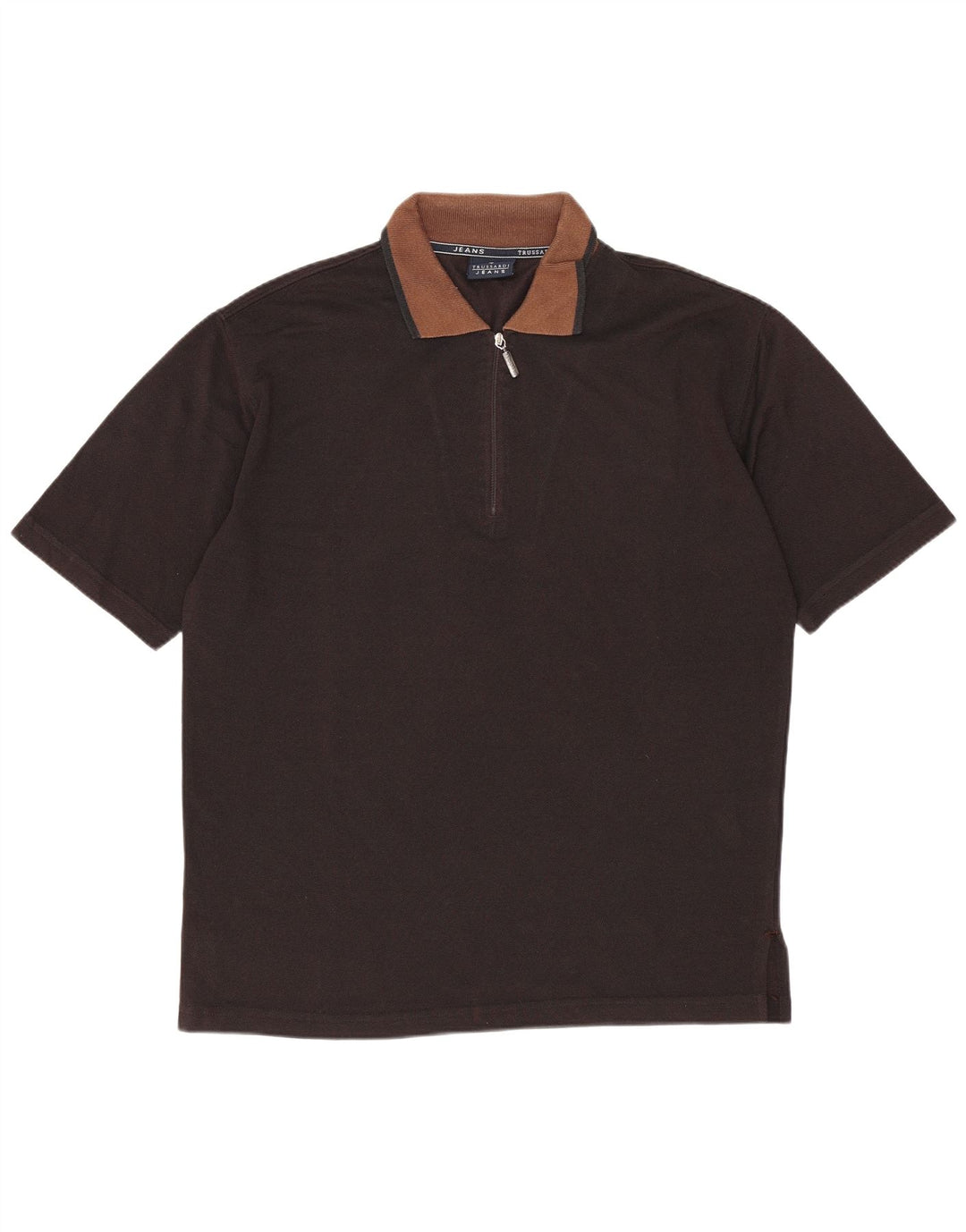 Trussardi Jeans Mens Polo Shirt Medium Black Colourblock Polyester