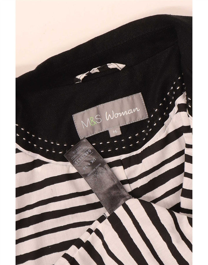 Marks & Spencer Womens 3 Button Blazer Jacket UK 14 Medium Black Linen