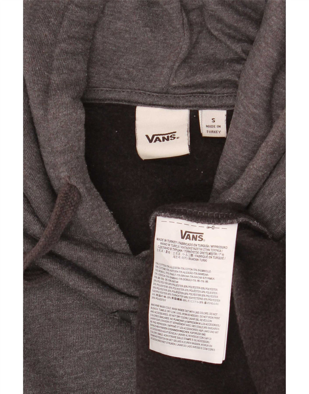 Vans Mens Graphic Hoodie Jumper Small Grey Cotton