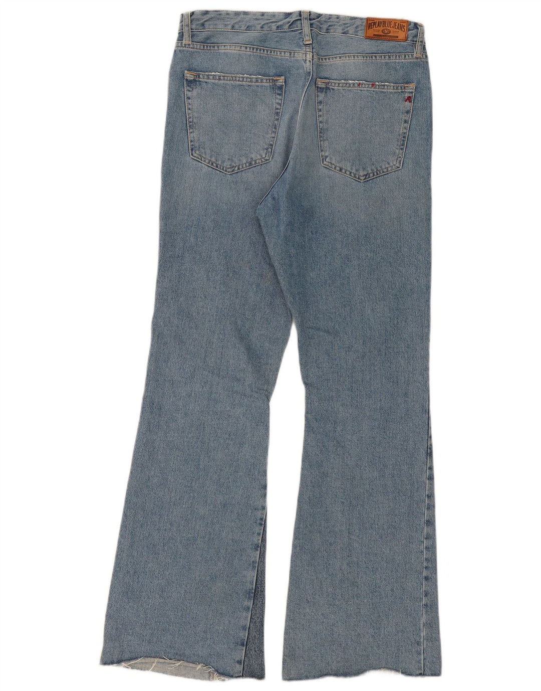 REPLAY Womens Flared Jeans W29 L30 Blue Colourblock Cotton