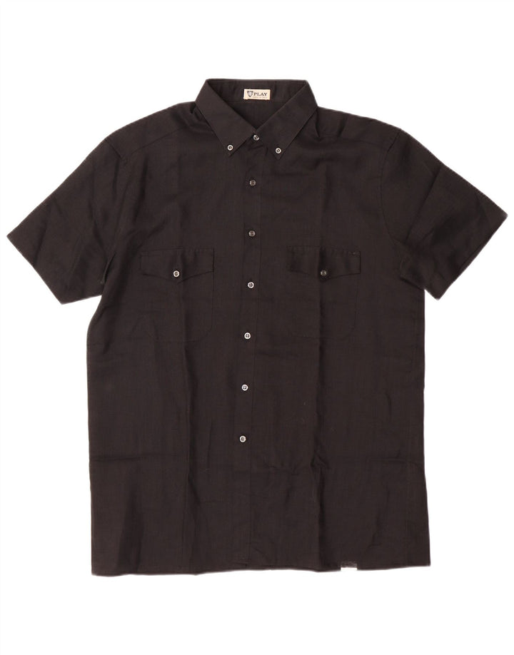 PLAY Mens See Through See Through Shirt Size 16 41 Large Black Polyester
