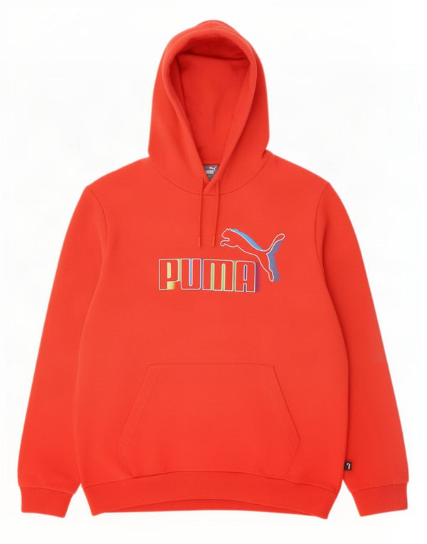 Puma Mens Graphic Hoodie Jumper Large Red Cotton
