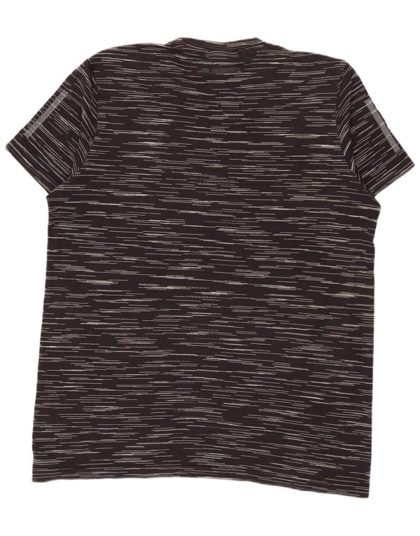 ADIDAS Mens T-Shirt Top Medium Black Pinstripe Cotton