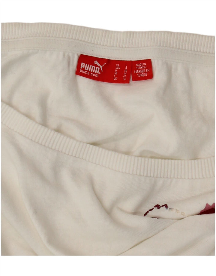 PUMA Womens Graphic T-Shirt Top UK 14 Medium White