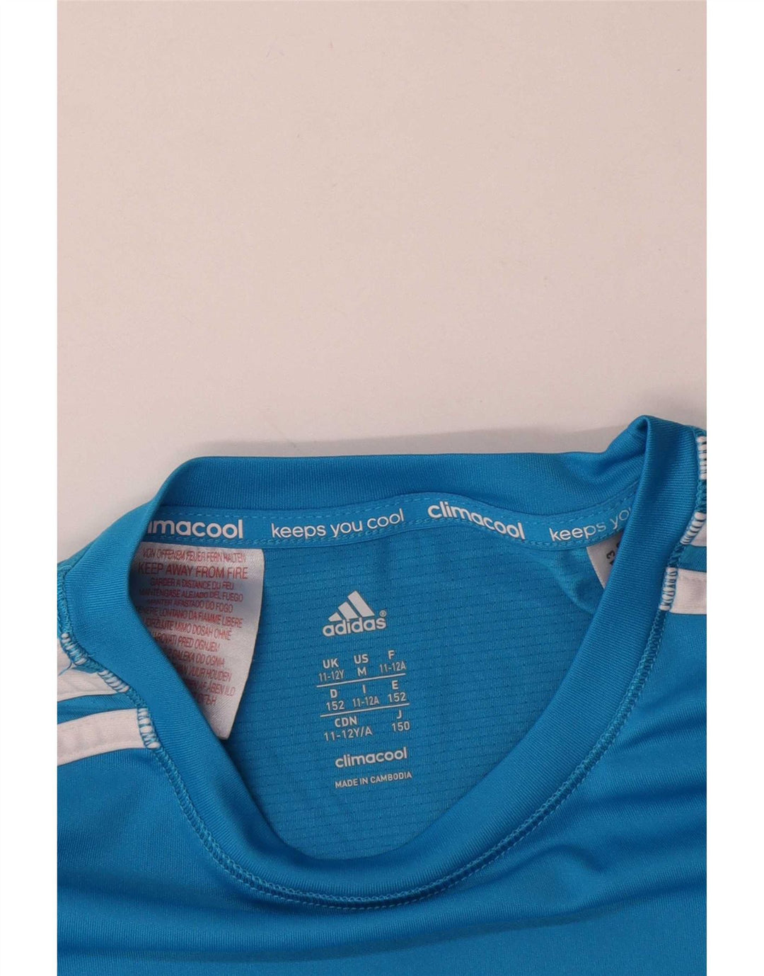 Adidas Boys Climacool T-Shirt Top 11-12 Years Blue Polyester