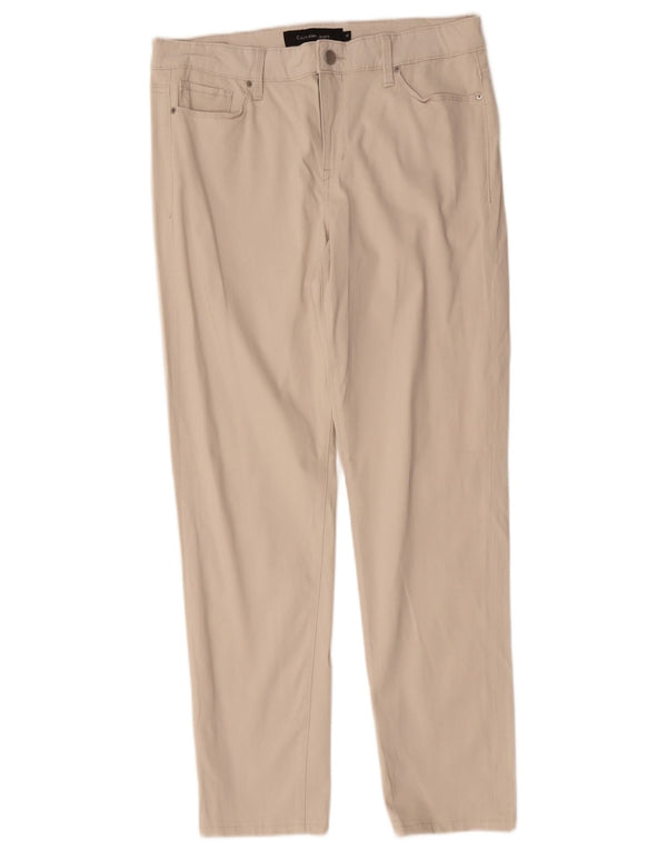 Calvin Klein Womens Straight Casual Trousers US 12 Large W32 L29 White