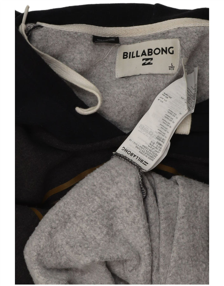 BILLABONG Mens Graphic Hoodie Jumper Large Grey Colourblock Cotton