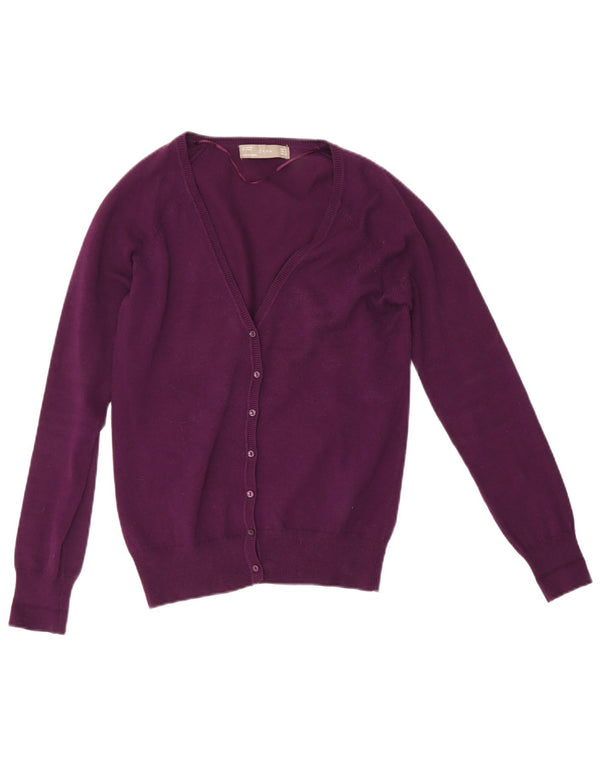 Zara Womens Cardigan Sweater UK 12 Medium Purple Cotton